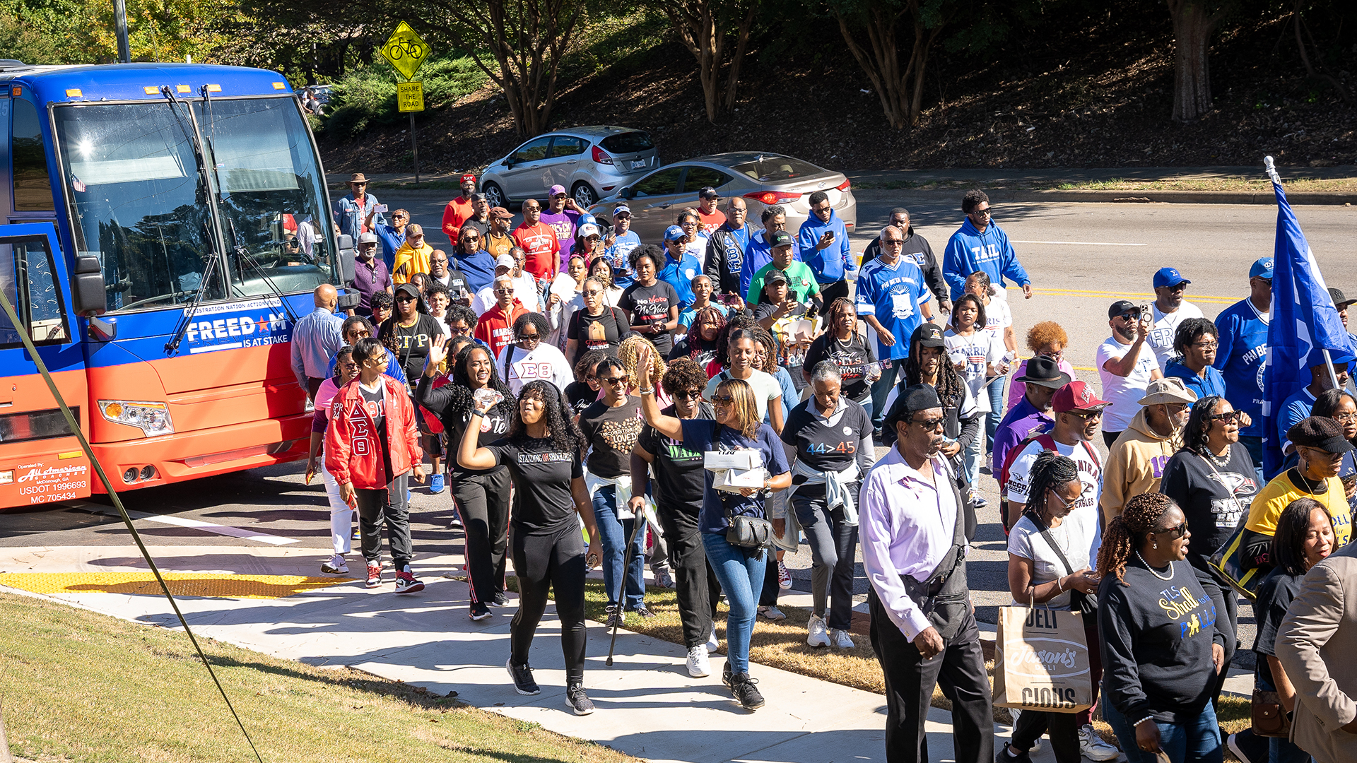 voters marching to the polls during early voting