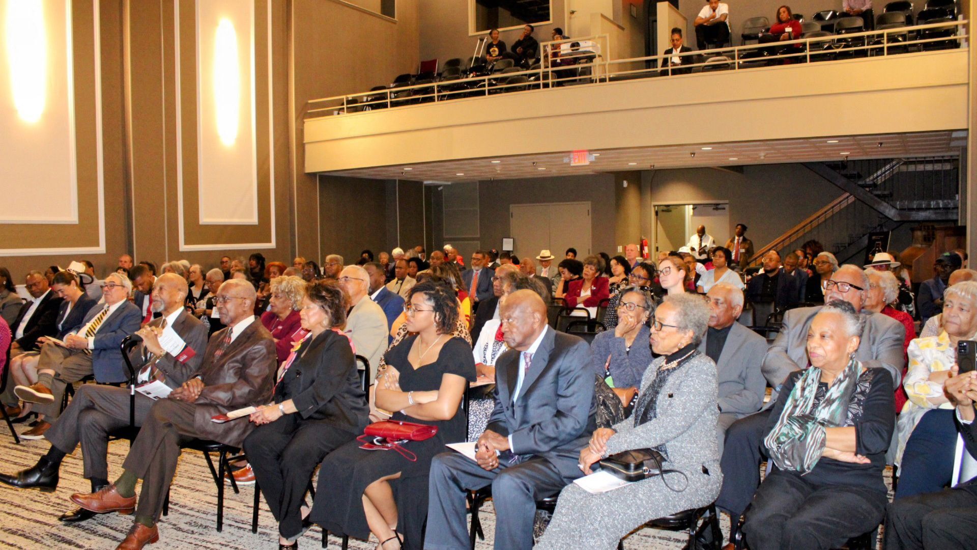 Crowd seated at Shaw University lecture